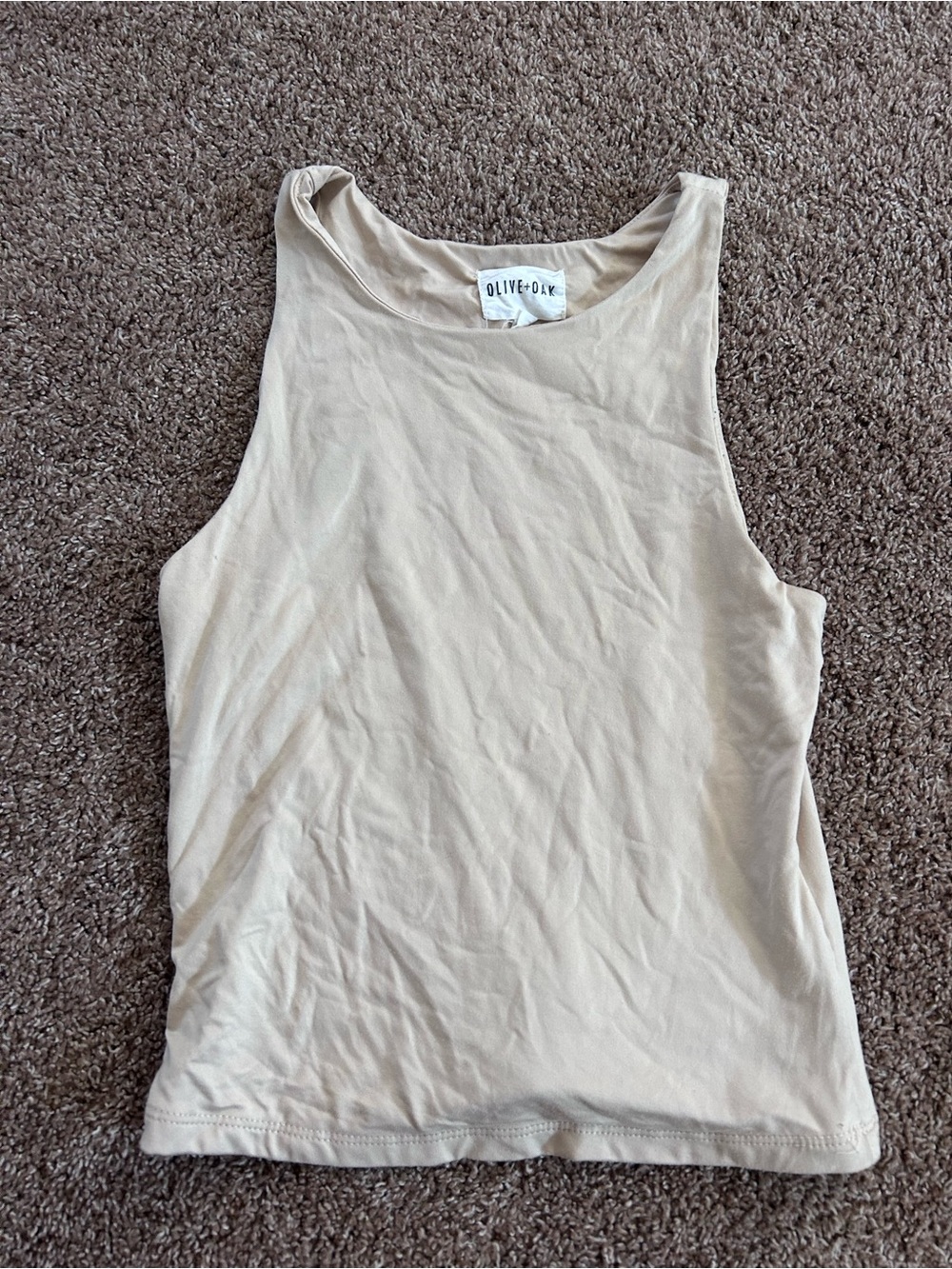 Olive & Oak Neutral Beige Ribbed Tank Top